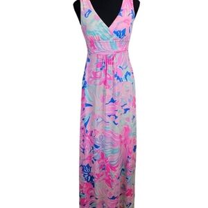 Lilly Pulitzer Womens Sloan Maxi Dress In Multi Playa Hermosa Sz Small Coastal